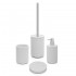 Accessori bagno in set completo da 4 pezzi bianco in resina effetto pietra Matera