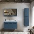 Mobile bagno sospeso 100 cm blu effetto legno con armadietto a specchio Sofia