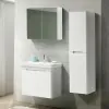 Mobile bagno sospeso 70 cm bianco lucido con armadietto a specchio Clip