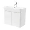 Mobile bagno sospeso 70 cm bianco lucido con armadietto a specchio Clip