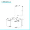 Mobile bagno sospeso 100 cm antracite e noce canaletto con lavabo e specchio Monza