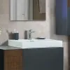 Mobile bagno sospeso 100 cm antracite e noce canaletto con lavabo e specchio Monza