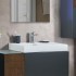 Mobile bagno sospeso 100 cm antracite e noce canaletto con lavabo e specchio Monza