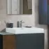 Mobile bagno sospeso 100 cm antracite e noce canaletto con lavabo e specchio Monza