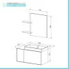 Mobile bagno sospeso 100 cm antracite e noce canaletto con lavabo e specchio led Monza