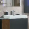 Mobile bagno sospeso 100 cm antracite e noce canaletto con lavabo e specchio led Monza