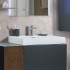 Mobile bagno sospeso 100 cm antracite e noce canaletto con lavabo e specchio led Monza