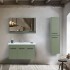 Colonna bagno sospesa 140 cm verde effetto legno 2 ante soft-close Sofia