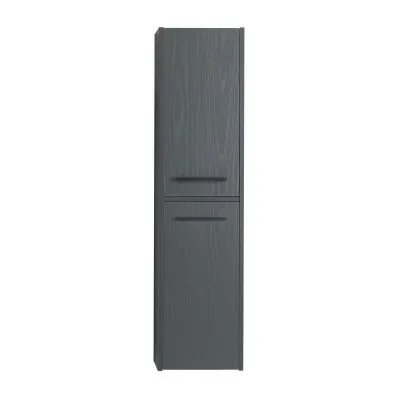 Colonna bagno sospesa 140 cm grigio effetto legno 2 ante soft-close Sofia