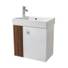 Mobile bagno sospeso salvaspazio 55 cm bianco e noce canaletto con specchio Strada