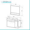 Mobile bagno sospeso 100 cm in legno e metallo nero con specchio Zante