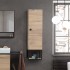 Colonna bagno sospesa 125 cm stile industrial in legno e metallo nero Zante