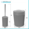 Set accessori bagno scopino e pattumiera grigio in plastica Ring