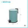 Pattumiera bagno in acciaio acquamarina con pedale e coperchio slim 3 lt