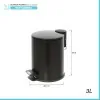 Pattumiera bagno in acciaio nero con pedale e coperchio slim 3 lt