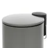 Pattumiera bagno in acciaio grigio con pedale e coperchio slim 3 lt