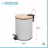 Pattumiera bagno con pedale in acciaio bianco opaco e bambù 3 Lt Haiti