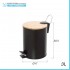Pattumiera bagno con pedale in acciaio nero opaco e bambù 3 Lt Haiti