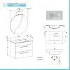 Mobile bagno sospeso 80 cm Smart bianco legno/lava con specchio 
