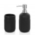 Set accessori bagno dispenser e portaspazzolini da appoggio nero in ceramica Cup