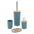 Set accessori bagno dispenser e portaspazzolini da appoggio acquamarina abs e bambù Surf