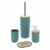 Set accessori bagno dispenser e portaspazzolini da appoggio acquamarina abs e bambù Surf