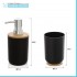 Set accessori bagno dispenser e portaspazzolini da appoggio nero abs e bambù Surf