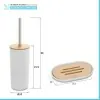 Set completo accessori bagno da appoggio in abs bianco e bamboo Surf