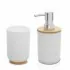 Set accessori bagno dispenser e portaspazzolini da appoggio bianco abs e bambù Surf