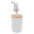 Set accessori bagno dispenser e portaspazzolini da appoggio bianco abs e bambù Surf