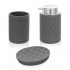 Accessori bagno da appoggio in set 3 pezzi ceramica colore grigio Cristal