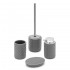 Accessori bagno da appoggio in set 3 pezzi ceramica colore grigio Cristal