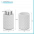 Accessori bagno da appoggio in set 3 pezzi ceramica colore bianco Cristal