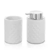 Set accessori bagno bianco da appoggio dispenser e portaspazzolini in ceramica Cristal