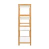 Scaffale per bagno in legno bamboo bianco 4 mensole Tahiti