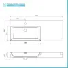 Lavabo sospeso in resina 120 cm vasca sinistra bianco lucido  Loto