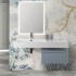 Lavabo sospeso in resina 120 cm vasca sinistra bianco lucido  Loto
