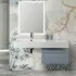 Lavabo sospeso in resina 120 cm vasca sinistra bianco lucido  Loto