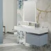 Lavabo sospeso in resina 120 cm vasca sinistra bianco lucido  Loto