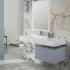 Lavabo sospeso in resina 120 cm vasca sinistra bianco lucido  Loto