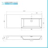 Lavabo sospeso in resina 120 cm vasca destra bianco lucido  Loto