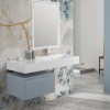 Lavabo sospeso in resina 120 cm vasca destra bianco lucido  Loto
