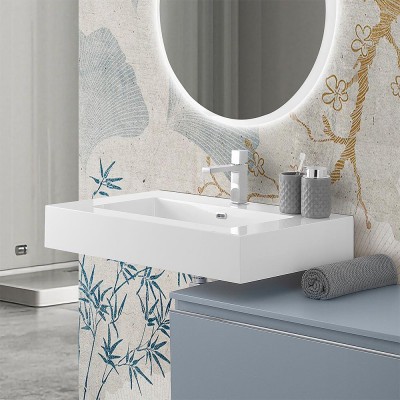Lavabo sospeso in resina 100 cm bianco lucido  Lodi