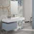 Mobile bagno sospeso 60 cm blu pastello lavabo 120 destro e specchio Iside