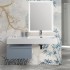 Mobile bagno sospeso 60 cm blu pastello lavabo 120 destro e specchio LED Iside