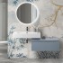 Mobile bagno 80 cm blu pastello lavabo sospeso 100 cm e specchio LED Iside