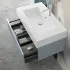 Mobile sospeso 80 cm blu pastello lavabo in resina e specchio LED Iside