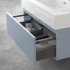 Mobile sospeso 80 cm blu pastello lavabo in resina e specchio LED Iside