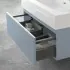 Mobile sospeso 80 cm blu pastello lavabo in resina e specchio LED Iside