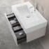 Mobile sospeso 80 cm grigio perla lavabo in resina e specchio LED Iside